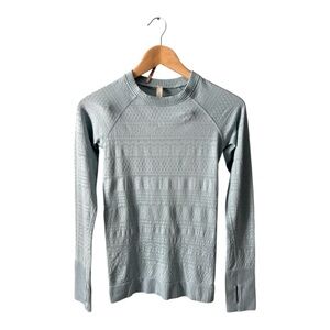 Lululemon Rest Less Long Sleeve Top Size 4 Seamless Athletic Top Blue